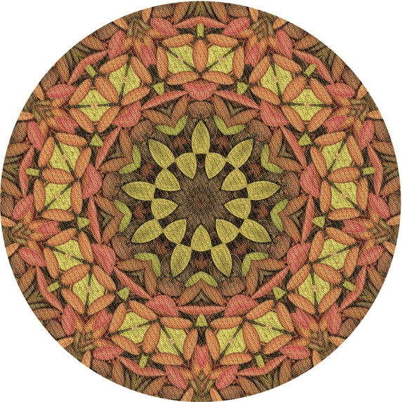 Ahgly Company Indoor Square Patterned Caramel Brown Area Rugs, 3' Square