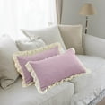thumbnail image 5 of WKSCLPAI Queen Pillow Cases Set of 2, Pure Cotton Champray Ruffled Edge Pillowcase with Envelope Closure, Home Light Luxury Solid Color Pillow Covers, Machine Washable, Light Purple, 5 of 7