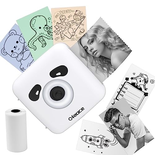 Impresora térmica portátil sin tinta de 300 DPI para etiquetas, notas de estudio, fotos, manualidades y diarios. Impresora portátil de bolsillo con Bluetooth para teléfono (blanca).