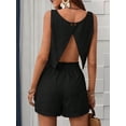 thumbnail image 6 of Womens 2 Piece Outfits Lounge Matching Sets Two Piece Linen Shorts Crop Tops Trendy Clothes Summer Vacation Set Black S, 6 of 7