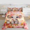thumbnail image 2 of Homewish Cute Elephant Owl Queen Comforter Set,Kawaii Daisy Flower Bedding Sets,Pink Orange Gray Bedding Comforter Set For Girls Kids,Microfiber Bedroom Decor Reversible,3 Pieces, 2 of 8
