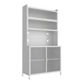 thumbnail image 6 of GZXS Metal Kitchen Pantry Cabinet with Hutch, Pegboard, Adjustable Shelves, Wire Holes, Microwave Stand, Coffee Bar Buffet Cabinet for Dining Room & Living Room, 73" Tall, White, 6 of 8