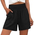 thumbnail image 6 of ClodeEU Women's Summer Elast Waist Vintage Shorts with Pockets, Casual Loose Short Black,Womens Plus XXL, 6 of 8