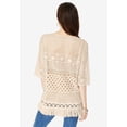 thumbnail image 2 of Roaman's Women's Plus Size Fringed Crochet Sweater, 2 of 5