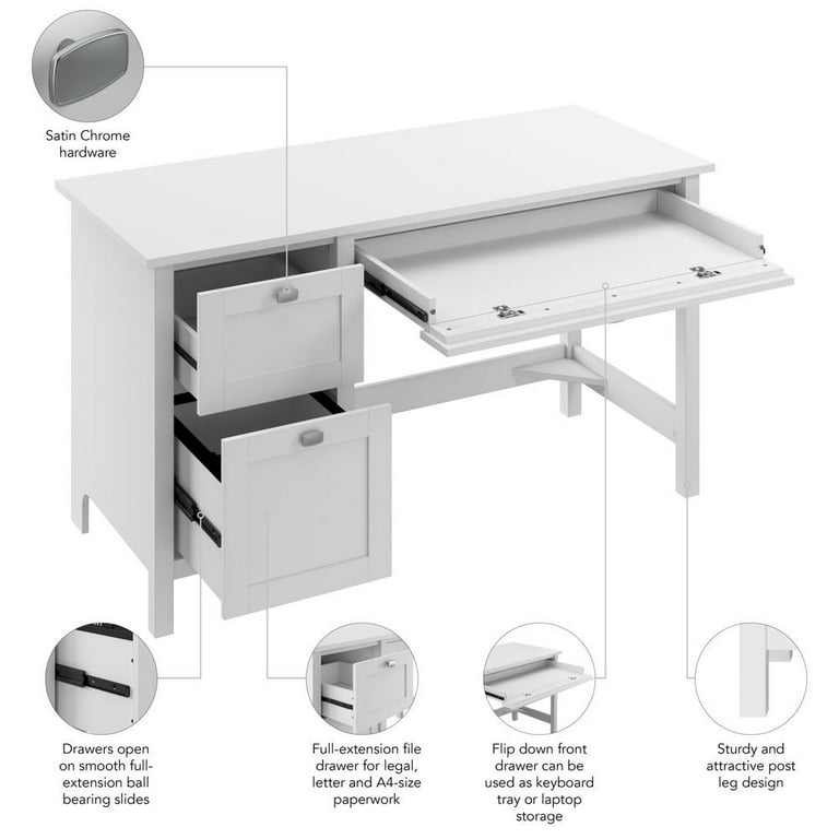 White desk black hardware discount