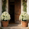 thumbnail image 5 of 1 Pack UV Resistant Faux Floral Shrub Potted, Realistic Fake Plants with Planter, Decorative Topiary Plant for Outdoor, Indoor, Porch, Garden, Patio Decor (White), 5 of 6