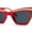 Red Black, variant on Womens Gold Metal Eyebrow Square Cat Eye Horn Rim Sunglasses All Black