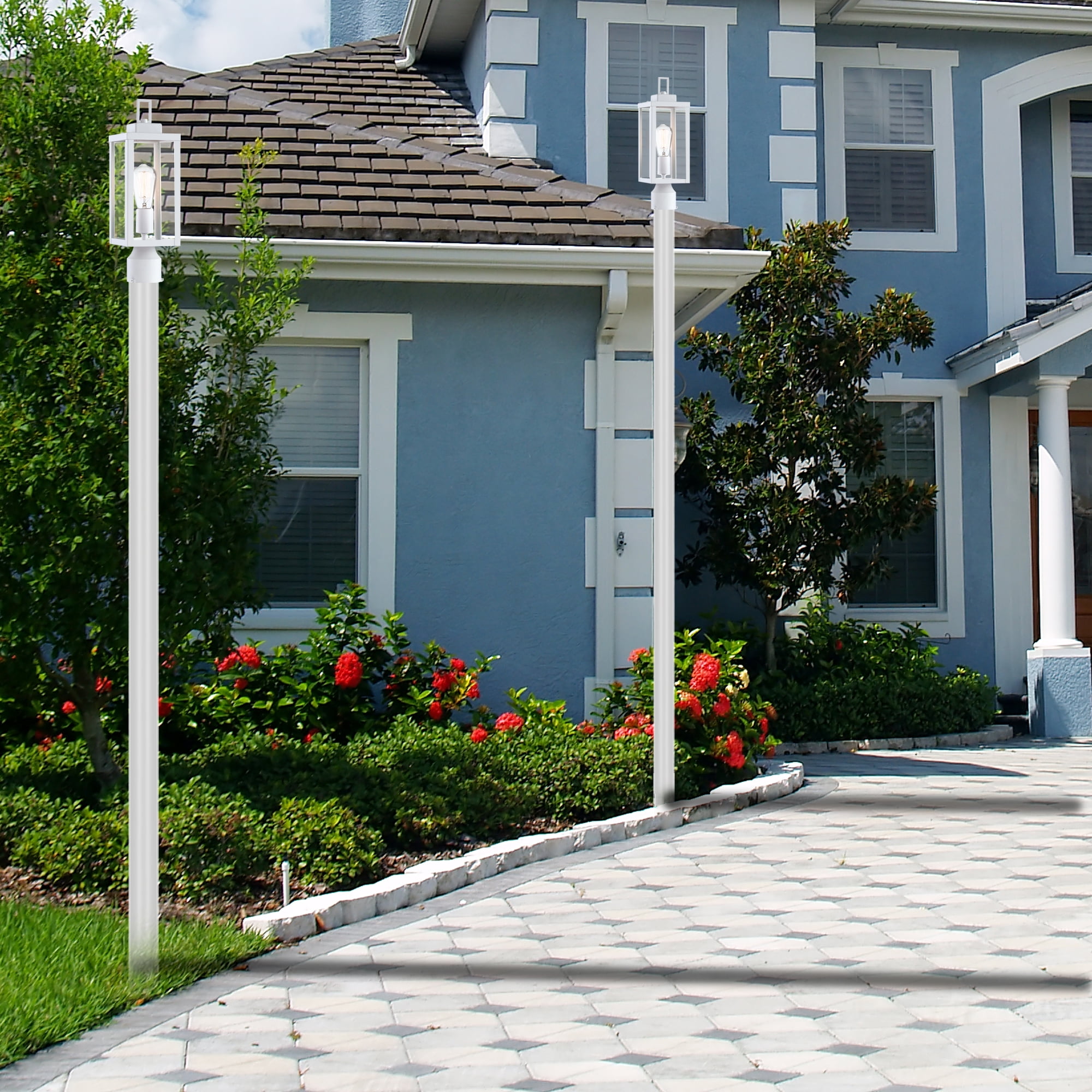 Faymart Lighting Outdoor Post Lantern Head, Matte White, Clear Glass Shade  - Walmart.com, image size:2000x2000