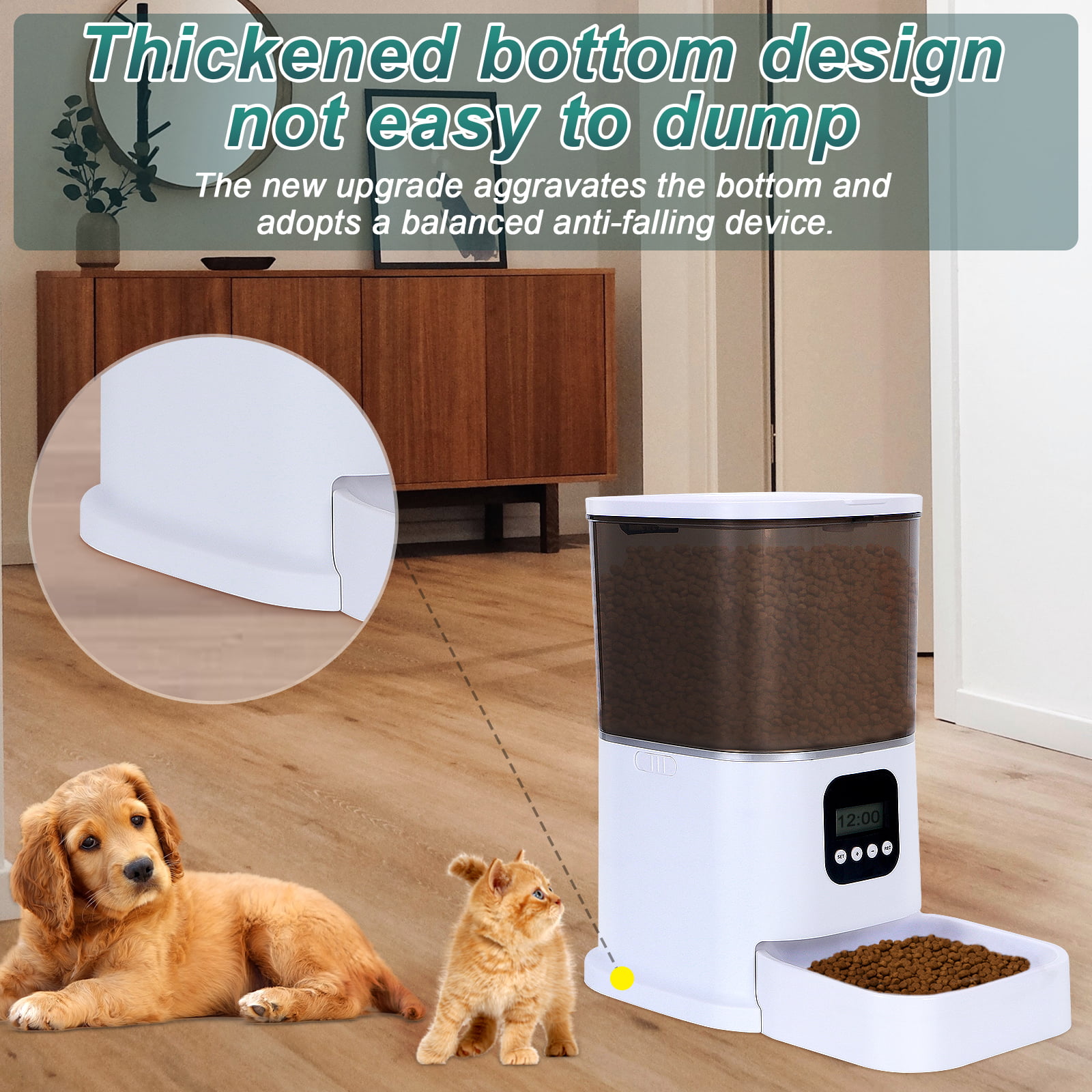 NPET Automatic Cat Feeder, 6L Dog Food Dispenser with Desiccant Bag for Pet  Dry Food, 1-4 Meal Per Day Automatic Dog Feeder for Cats & Dogs (White)