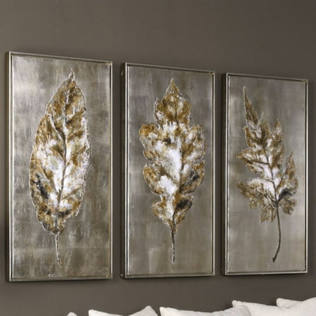 Uttermost Metal Leaves - Uttermost Champagne Leaves Wall Art - Set of 3