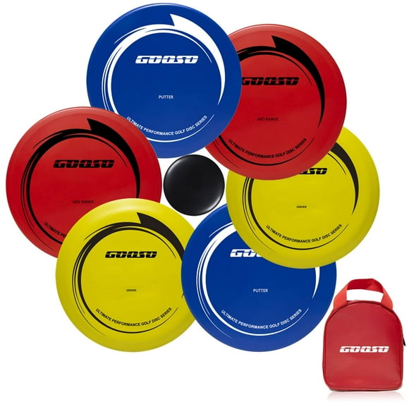 Disc Golf Set - Driver, Mid-Range and Putter Discs with Disc Golf Bag for Outdoor and Backyard, Comfortable Plastic, 6 Pack