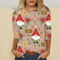 thumbnail image 1 of Blouses pour Femmes Décontractées Imprimées de Noël à Manches Trois-Quarts et Col Rond, Blouses pour Femmes en Liquidation, 1 of 5