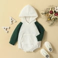 thumbnail image 4 of Zanarzt Baby Rompers Girl Long Sleeve Baby Boy Girl Spring Clothes Oversized Hooded Pullover Sweatshirt Romper Color Block Bodysuit Army Green,0-6 Months, 4 of 9