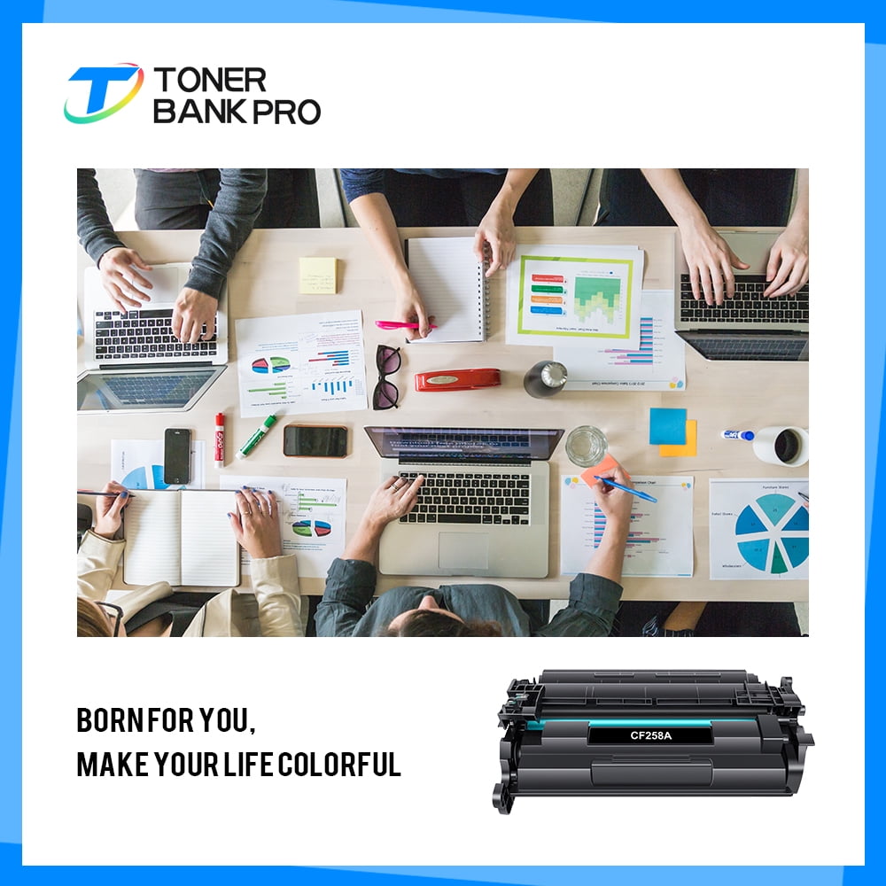 Toner Bank CF258A 58A Toner Cartridge Black (With-Chip) 1-Pack Compatible for HP 58A CF258A 258A 58X CF258X M404n M404dn M404dw MFP M428fdw M428dw M428fdn M404 M428 M430 M406 Series Printer Ink