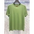 thumbnail image 4 of Nueva camiseta casual de manga corta con cuello redondo y color sólido de algodón de seda de verano para hombre, 4 of 5