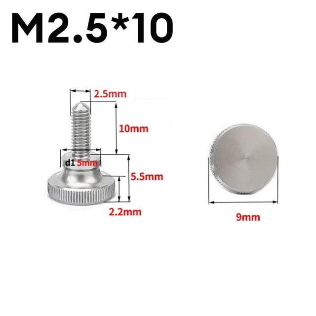 Vis à Pouce en Acier Inoxydable M2 5 avec Tête Moletée (63 Caractères) M2.5x10
