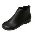 thumbnail image 6 of Womens Ankle Boots Casual Round Toe Splice Vintage Soft Leather Zip up Short Booties Comfy Nonslip Flat Heel Dress Boots Black Size 8, 6 of 6