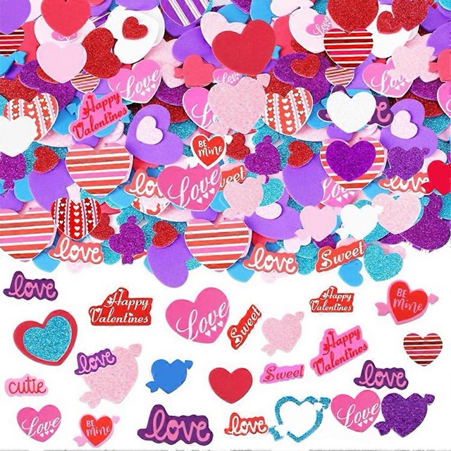 CHAO El alegre juego de manualidades de San Valentín incluye 16 corazones de espuma grandes y 700 pegatinas de corazones de espuma para regalos de fiesta, 700 unidades
