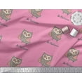 thumbnail image 2 of Soimoi Pink polyester Crepe Fabric Text & Owl Bird Decor Fabric Printed Yard 42 Inch Wide, 2 of 3