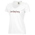 thumbnail image 2 of Women's  White Eastern Kentucky Colonels Script Logo Comfort Wash V-Neck T-Shirt, 2 of 3