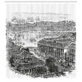 thumbnail image 2 of Singapore Shower Curtain, Sketchy Vintage Artwork of a City in the Old Times Historic Architecture, Fabric Bathroom Set with Hooks, 69W X 75L Inches Long, Charcoal Grey White, by Ambesonne, 2 of 2