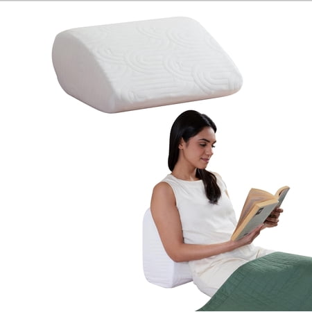 Memory Foam Pillow, Soft Inclined Bed Wedge Leg Rest Pillow, White - 17 X 14.8 X 7 Inch | For Anti Snoring, Reading, Back Pain Relief, Knee & Back Support Pillow - Medical Pillow