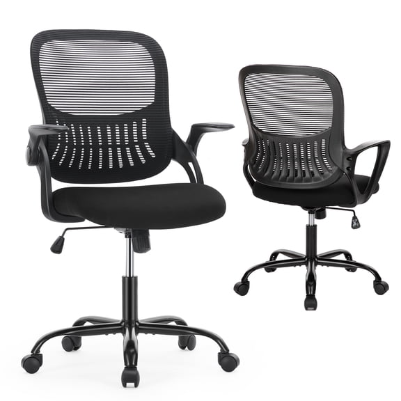 LIFERECORD Ergonomic Mesh Office Desk Chair Adjustable Flip-up Armrest Adults Black