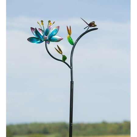 Butterfly Wind Spinner - Single Flower Garden Wind Spinner with Butterfly, 19