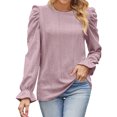 thumbnail image 4 of Nlife Women Puff Long Sleeve Eyelet Blouse Casual Tunic Top, 4 of 6
