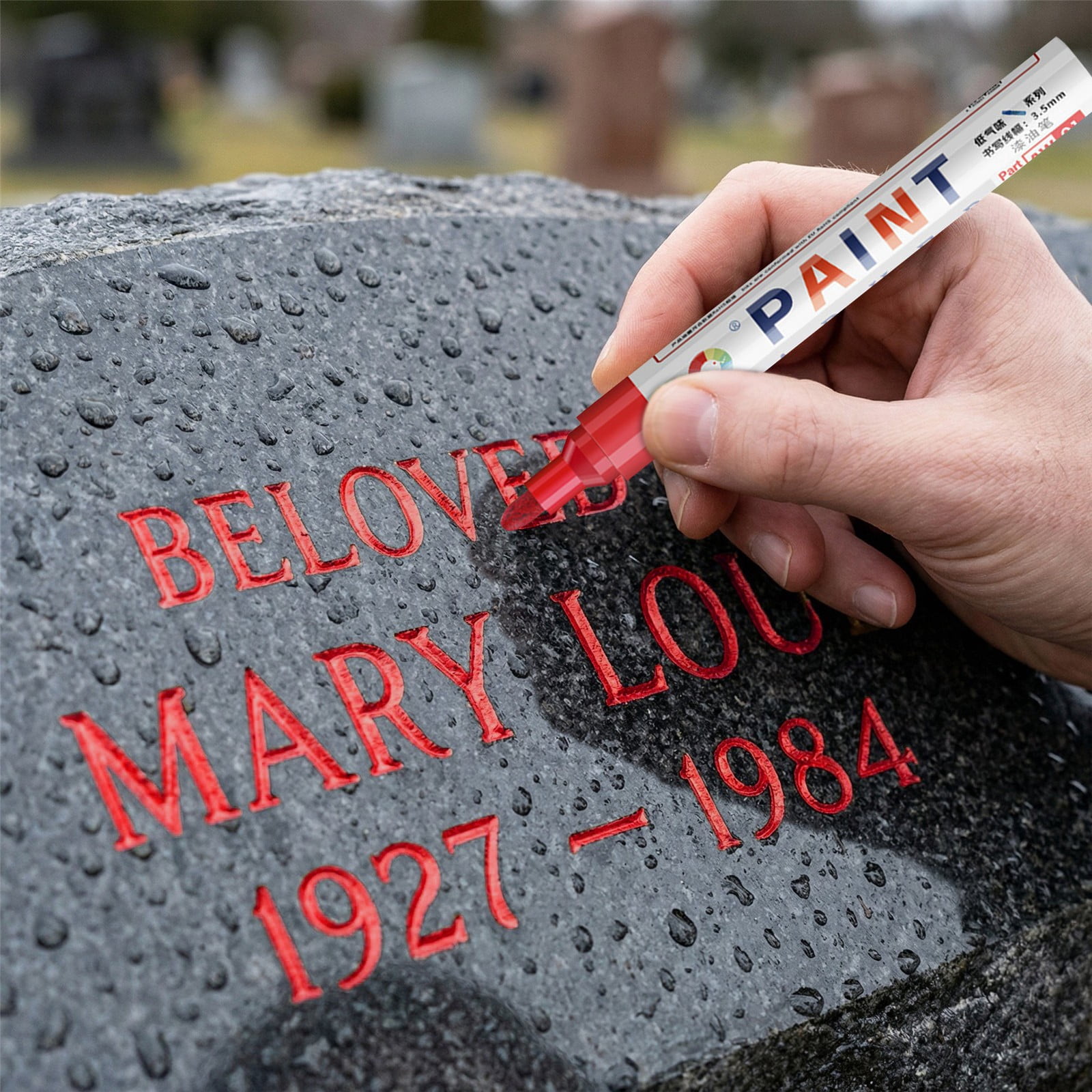 Restoration Paint Marker for Stone And Ceramic, Oil-Based Gold Paint Pen for Weather-Resistant Inscriptions, User-Friendly for Family Memorial Upkeep, 1 Pen