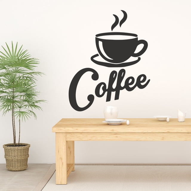 Una taza de calcomanía de pared de café caliente, pegatina de pared, decoración de pared moderna