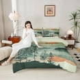 thumbnail image 4 of jejeloiu Chic Natural Scenery Bedding Comforter Set,Ink Painting Aesthetic Twin Comforter Sets,Teal Orange Bedding Set For Adult,Super Cozy Room Decor Reversible,2 Pieces, 4 of 8