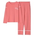 thumbnail image 1 of REDHOTYPE Nouveaux Pyjamas Simples en Coton Doux pour Femmes 2 Pcs Grande Taille 3TG Manches Longues Décontractées, 1 of 2