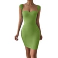 thumbnail image 3 of ClodeEU Women's Sleeveless Bodycon Mini Dress,Basic Solid Slim Fit Dress Green,Women's Plus L, 3 of 8