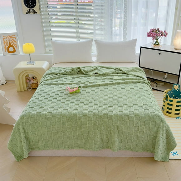 Coral fleece blanket milk velvet throw shawl - soft warm facecloth polyester blanket, double-sided edging, no-shed lint-free, portable travel sofa bed 200 x 150 cm