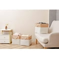 thumbnail image 2 of Large Cube Storage Baskets Organizer (10.5" x 10.5" x 11") for Clothes Toys Towel Books, Canvas Fabric Sturdy Collapsible Storage Boxes with Cotton Handles for Closet, Shelves (Beige/Brown, 6 Pack), 2 of 16