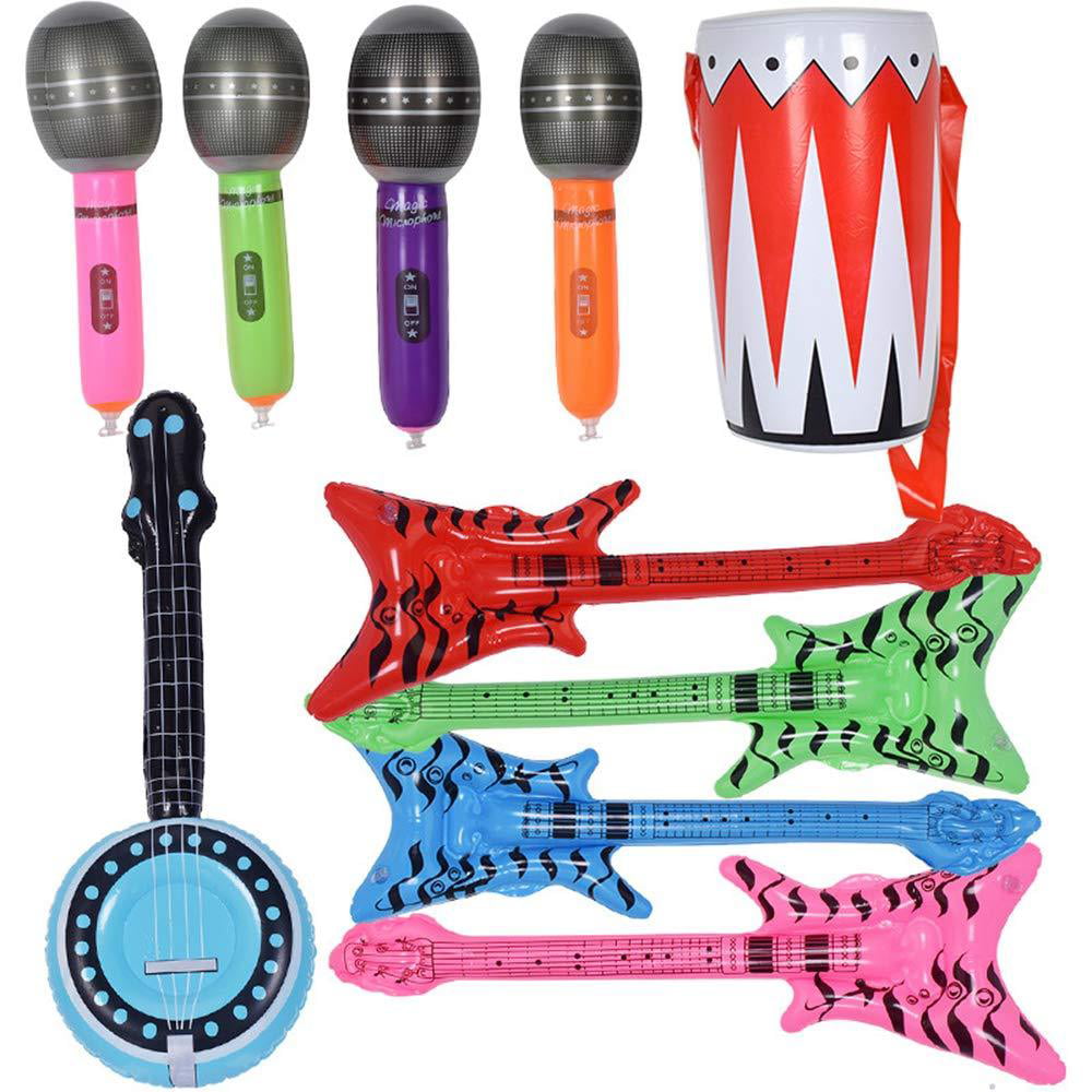 Pack of 27 Max Fun 27PCS Random Color Inflatable Party Props Instrument Inflate Rock Band Assortment for Concert Theme Party Favors Siauction 