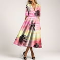 thumbnail image 4 of Women's Summer Floral V Neck Maxi Dress Short Sleeve High Waist A Line Flowy Boho Dresses,S-3XL, 4 of 7