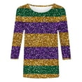 thumbnail image 3 of T-Shirts pour Femmes, Haut Ample à Col Rond à Manches 3/4 avec Imprimé Carnaval Décontracté, T-Shirt pour Femmes, 3 of 6