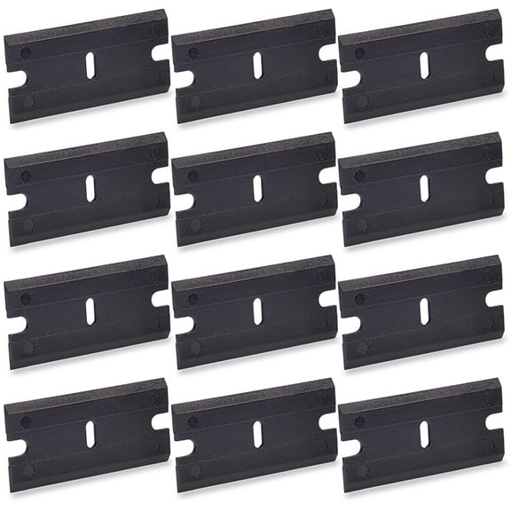 200pcs Plastic Razor Blades, Non-scratch Double Edged, for 1.5-inch Universal Safety Scraper Plastic Common Scraper, Remove Decals, Stickers, Adhesive, Clean Glass Window, Black