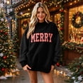 thumbnail image 5 of Garbnen Plaid Womens Mock Turtleneck Sweatshirt Merry Graphic Long Sleeve Womens Oversized Sweatshirt Drop Shoulder Lightweight Cozy Soft Fall Y2k Pullover Sweaters for Women, 5 of 5