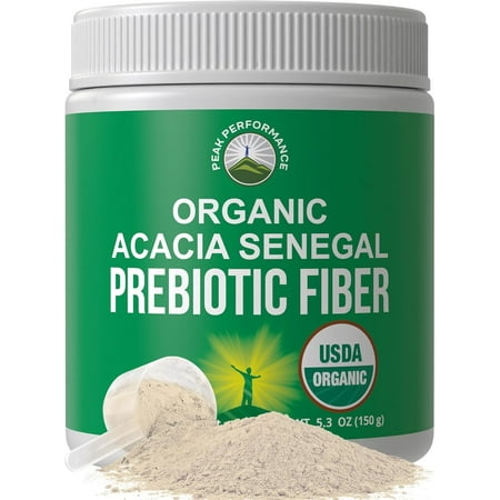 Organic Acacia Senegal Prebiotic Fiber Powder. Unflavored USDA Organic Plant Based Soluble Vegan Prebiotics