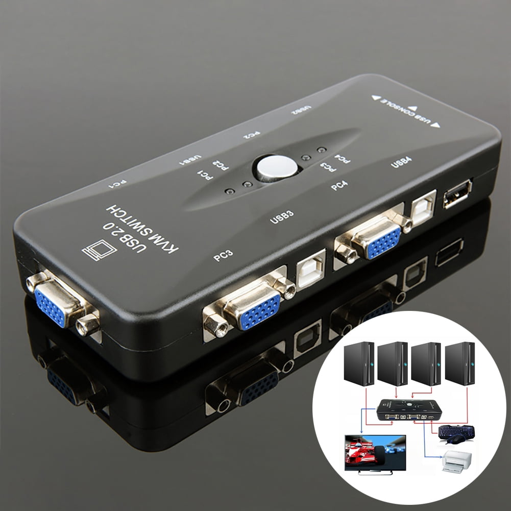 Deyuer 4 Ports USB 2.0 KVM Switch Mouse/Keyboard/Printer/VGA Video Monitor 1920x1440