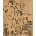 thumbnail image 2 of Ernst Ludwig Kirchner 15x18 Gold Ornate Wood Frame and Double Matted Museum Art Print Titled - Bathing Couple in the Studio (1908), 2 of 4