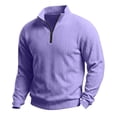 thumbnail image 4 of IWRICH Men's Quarter Zip Sweatshirts Casual Lightweight Slim Fit Pullover Tops Long Sleeve Neck Polo Tees 01-Purple L, 4 of 4