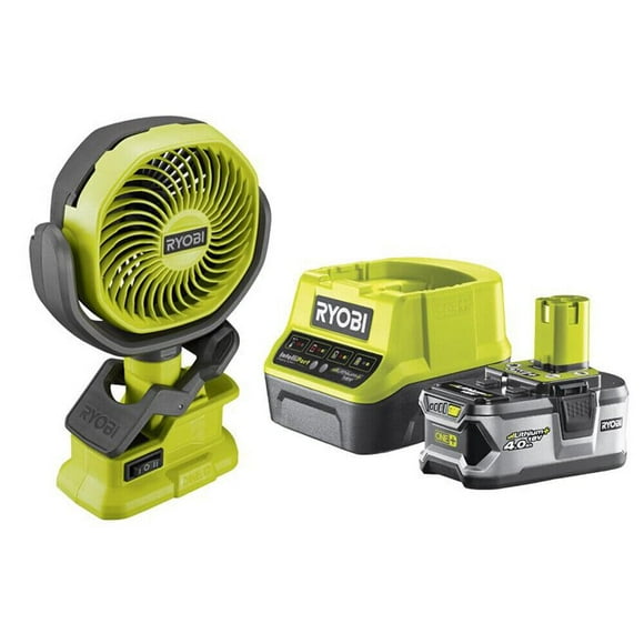 Abrazadera de Ventilador Ryobi RCF18-0 18V ONE+ con batería y cargador