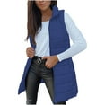 thumbnail image 2 of ZQUUVOU Women's Fall Quilted Vest Casual Warm Winter Solid Full Zip Collar Sleeveless Long Puffer Jacket with Pockets Navy, 2 of 9
