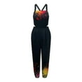 thumbnail image 6 of Wycnly Womens Jumpsuits Sexy Backless Club Elastic Waist Strap Maxi Jumpsuits Overalls Trendy Tie-Dye Print Square Neck Sleeveless Long Summer Rompers Black l, 6 of 7