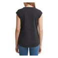 thumbnail image 2 of CALVIN KLEIN Womens Black Stretch Cap Sleeve Split Top S, 2 of 4