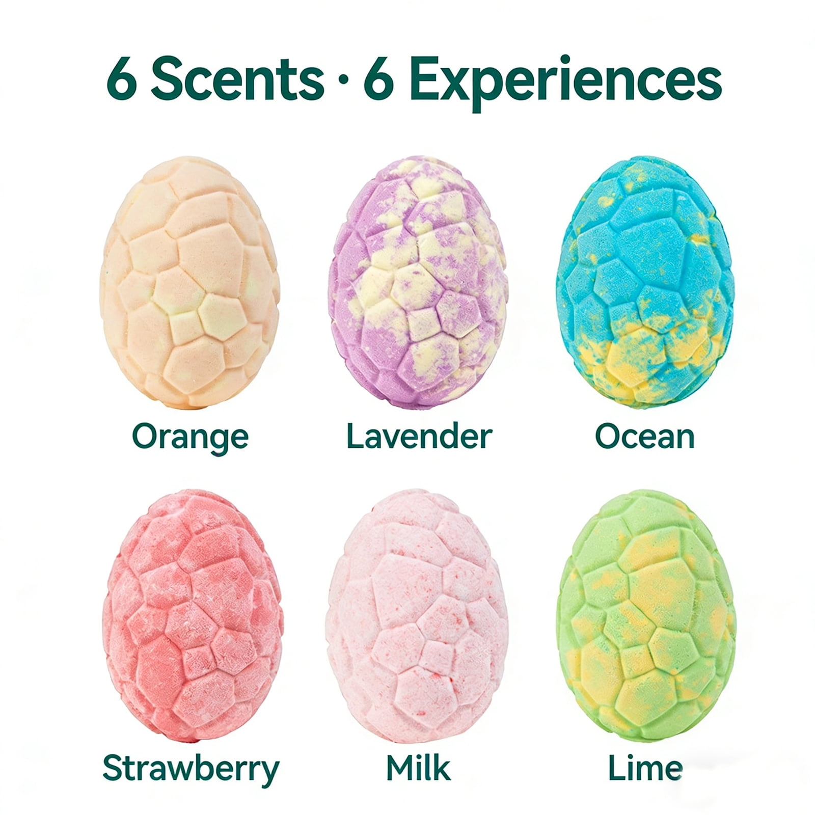 Dino Egg Bath Bombs with Surprise Inside, Colorful Fizzing Bath Bombs for Fun Bathing Experience.(6pcs)